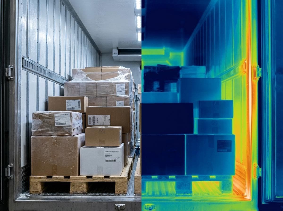 Thermal camera view of refrigerated trailer interior