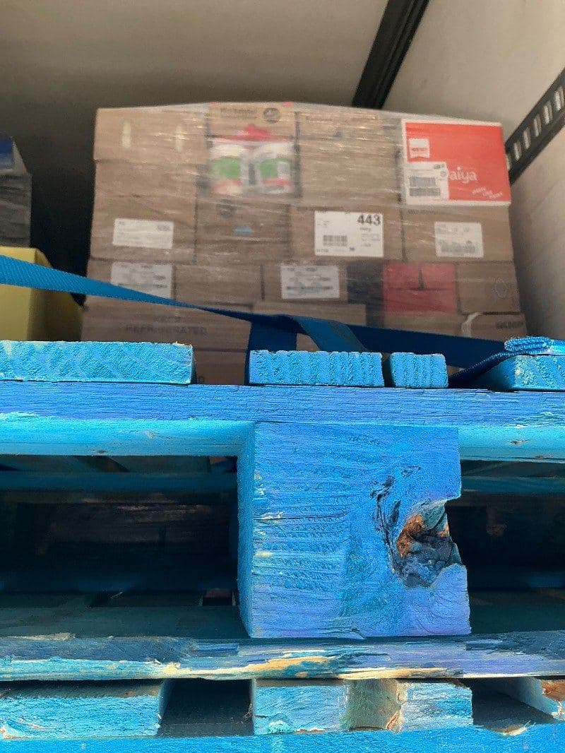 Wrapped, strapped pallets loaded in the trailer