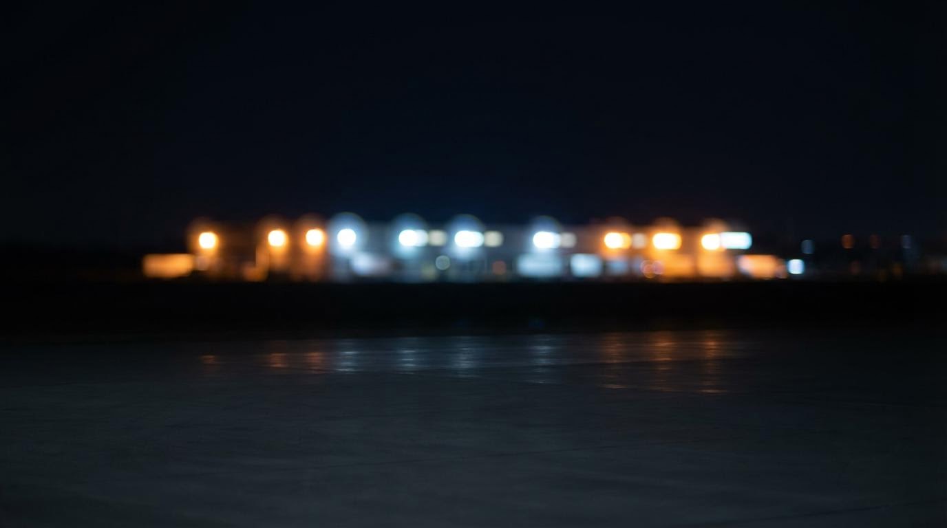 Cold chain logistics hub at night, long exposure